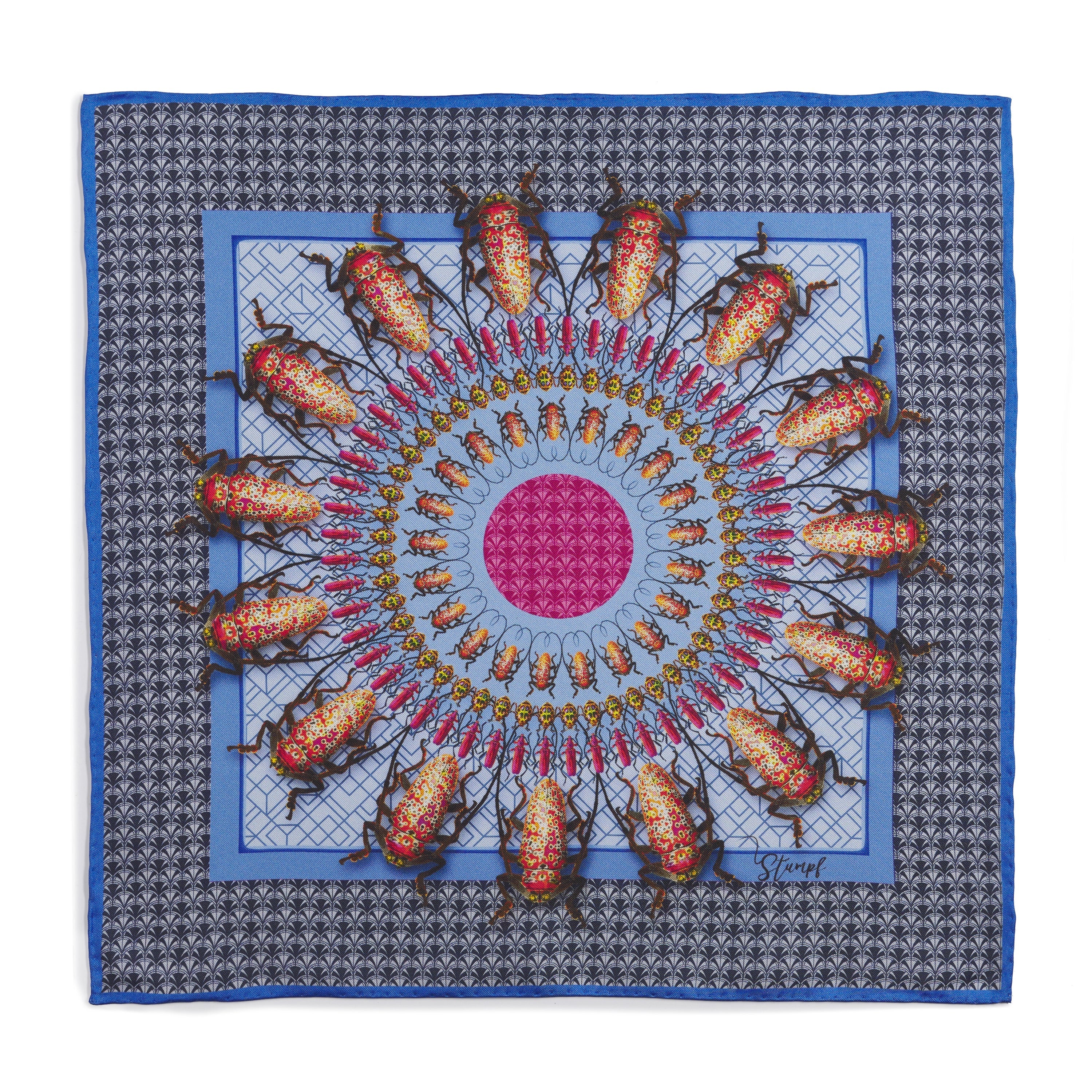 Beetle Parade Sky Pocket Square
