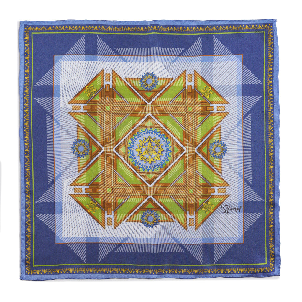 Edinburgh Saltire Waverley Blue Pocket Square