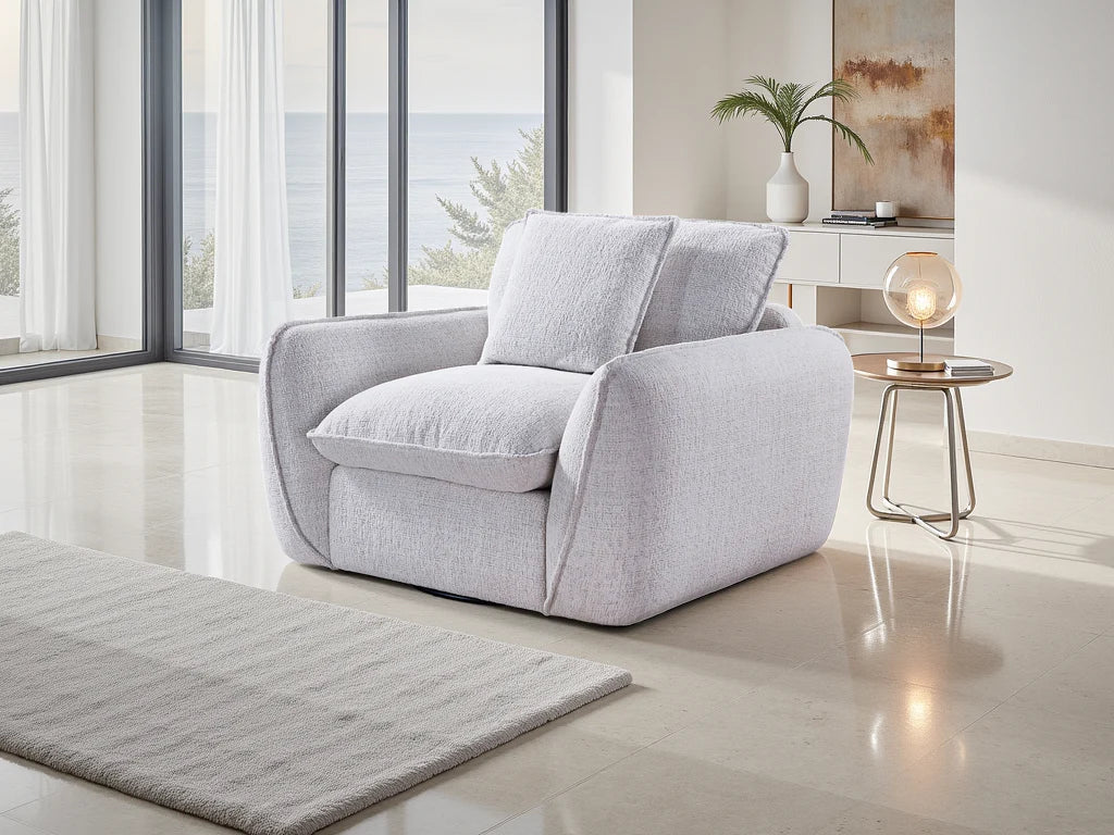 Berlin  Fabric Armchair: Contemporary Cloud-Like Comfort, Deep Cushions, Stylish Piping
