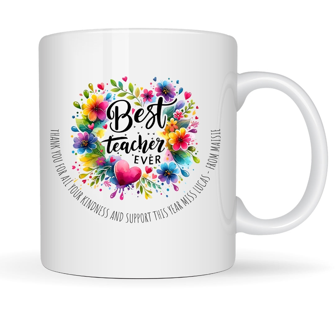 Personalised Colourful Best Teacher Mug Gift | Teacher School Gift