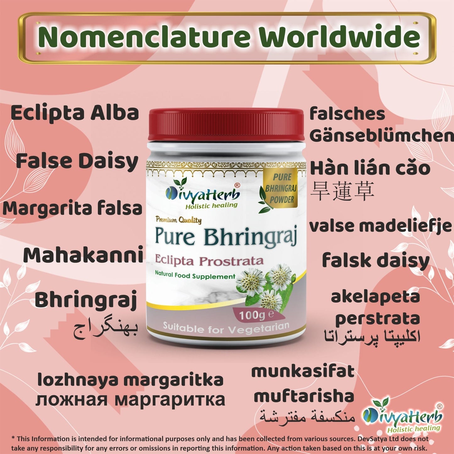 DivyaHerb Bhringraj Powder 100 gram - Hair & Scalp Support