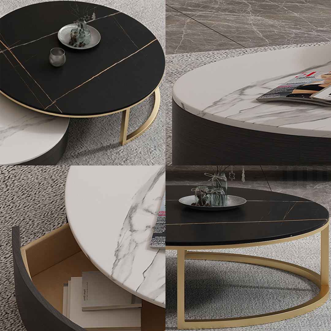 Bigbiglife Nesting Coffee Table With TV Stand, Sintered Stone