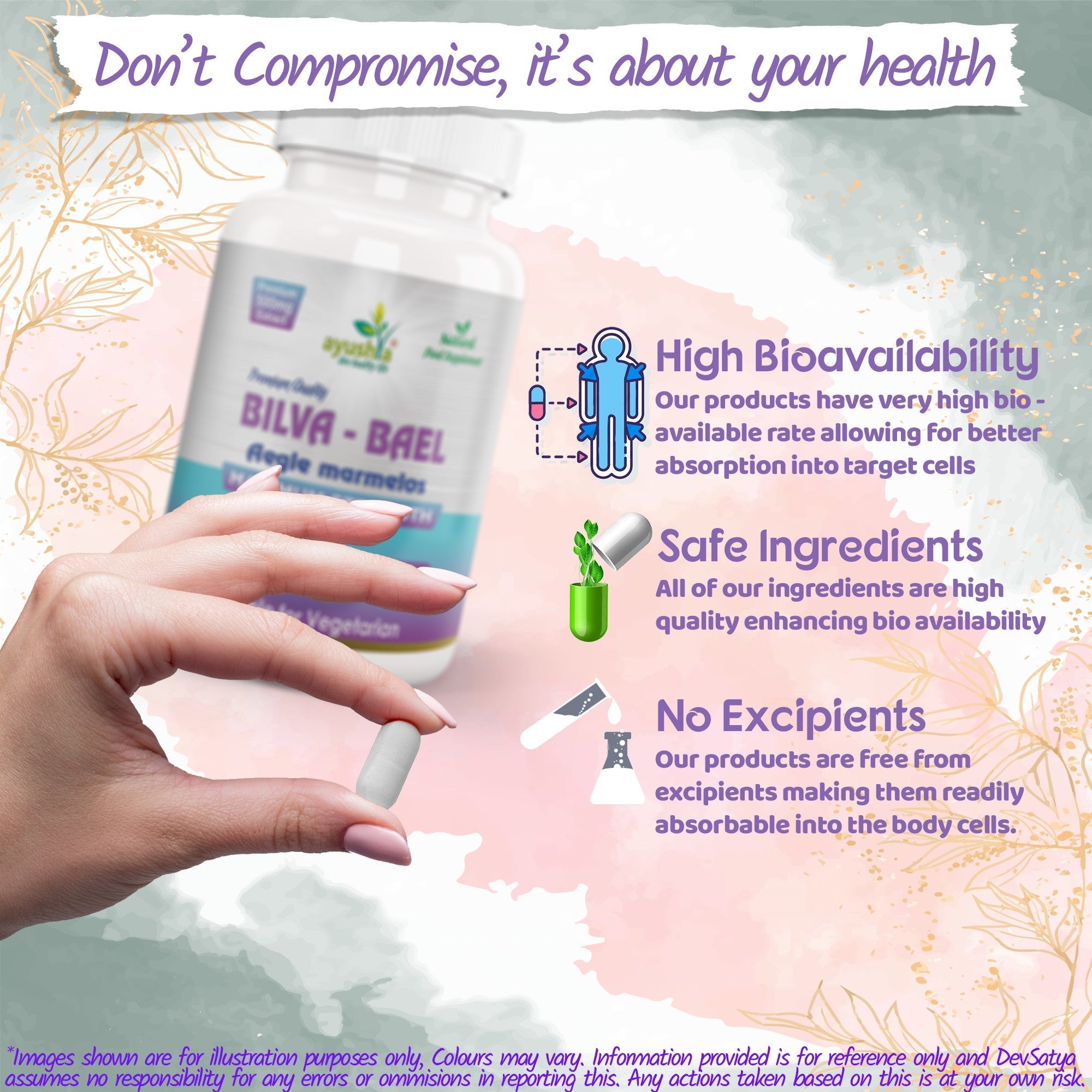 Ayushya Bael Leaf Capsules (Bilva, Wood Apple) Digestive Comfort Support - Vegan, Gluten Free, Non-GMO, 60 Capsules