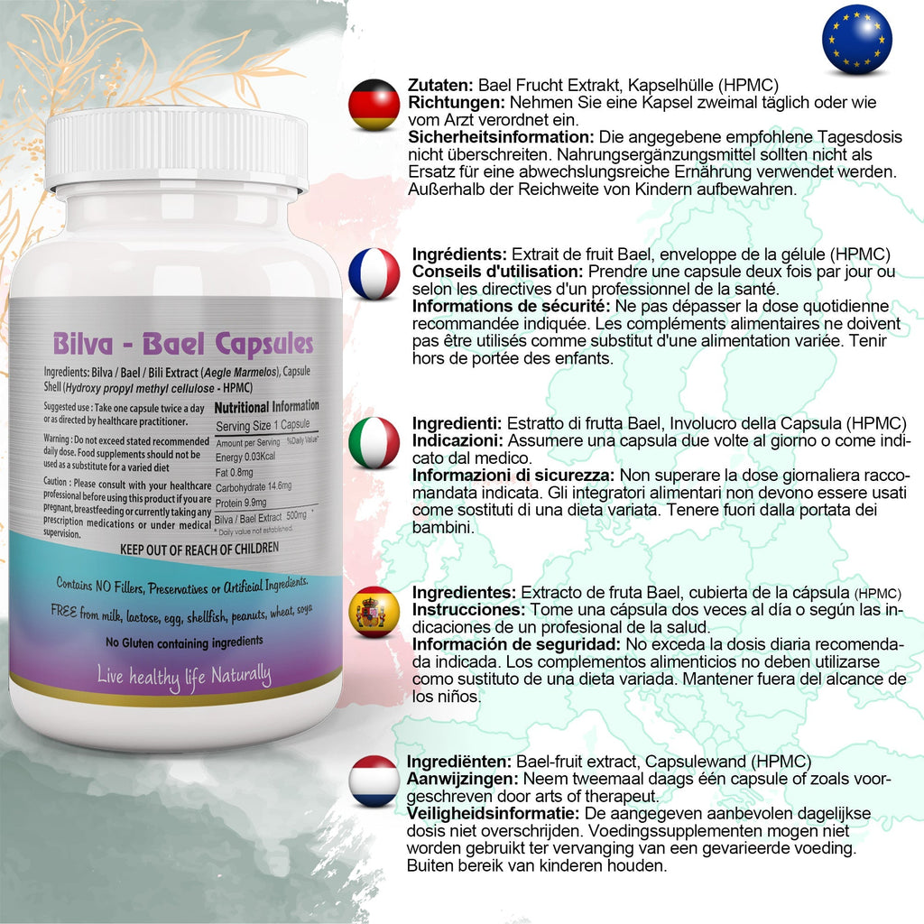 Ayushya Bael Leaf Capsules (Bilva, Wood Apple) Digestive Comfort Support - Vegan, Gluten Free, Non-GMO, 60 Capsules