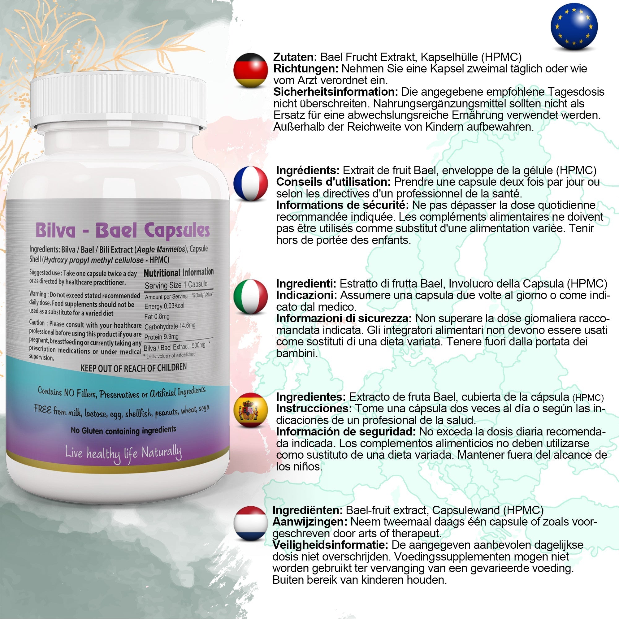 Ayushya Bael Leaf Capsules (Bilva, Wood Apple) Digestive Comfort Support - Vegan, Gluten Free, Non-GMO, 60 Capsules