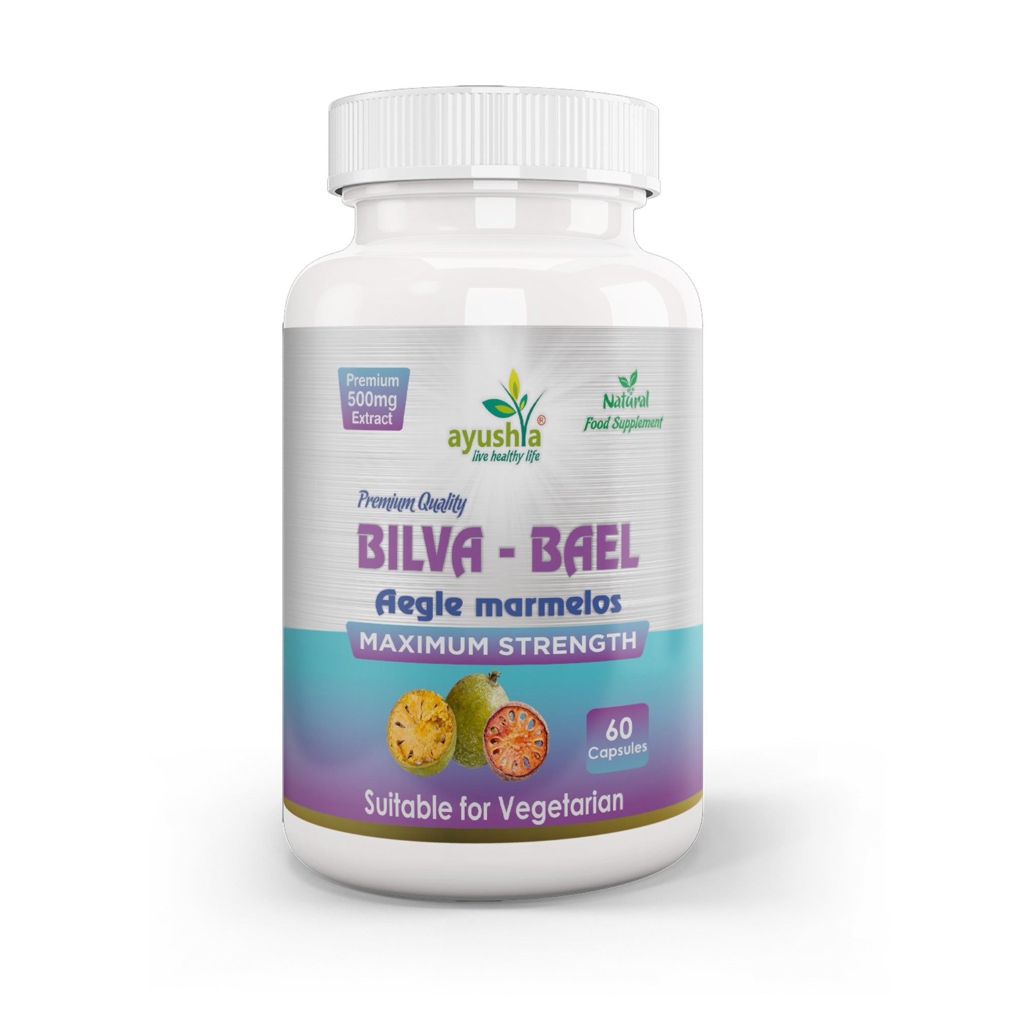 Ayushya Bael Leaf Capsules (Bilva, Wood Apple) Digestive Comfort Support - Vegan, Gluten Free, Non-GMO, 60 Capsules