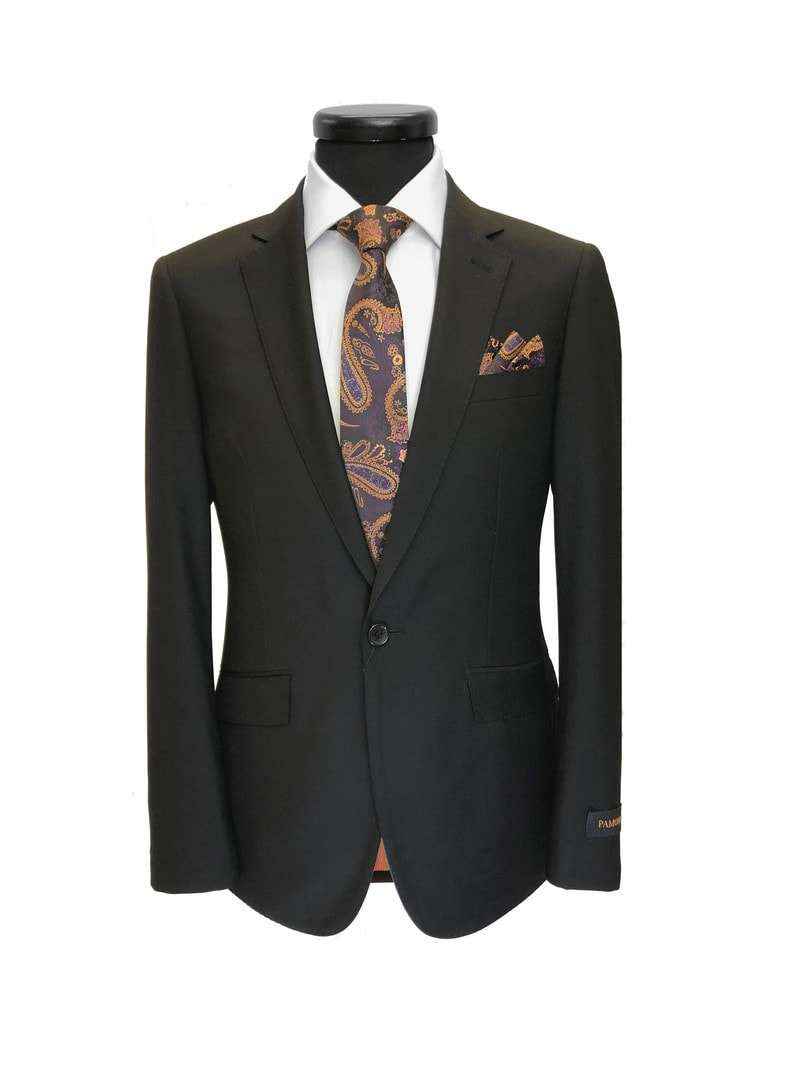 Black 1-button Regular Fit Suit