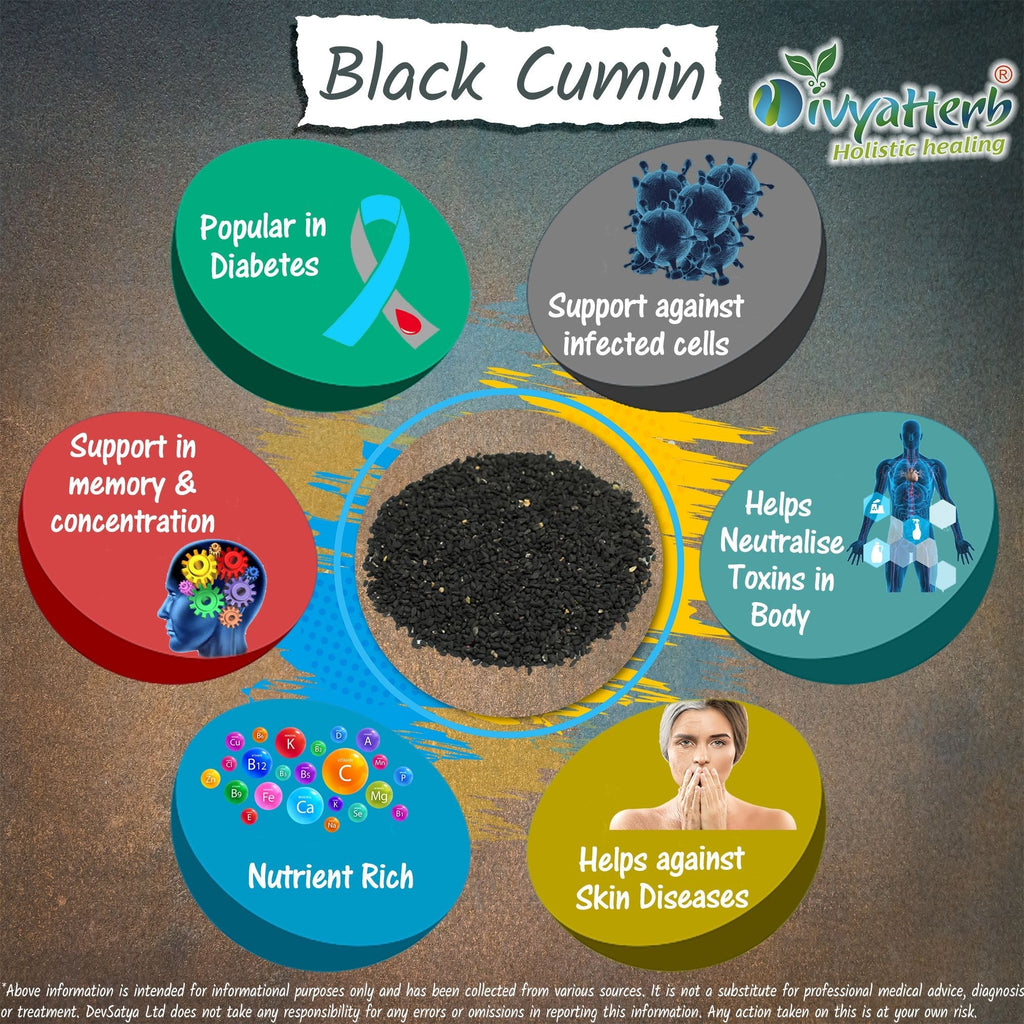 DivyaHerb Black Cumin Powder 100 gram - Daily Wellness Support