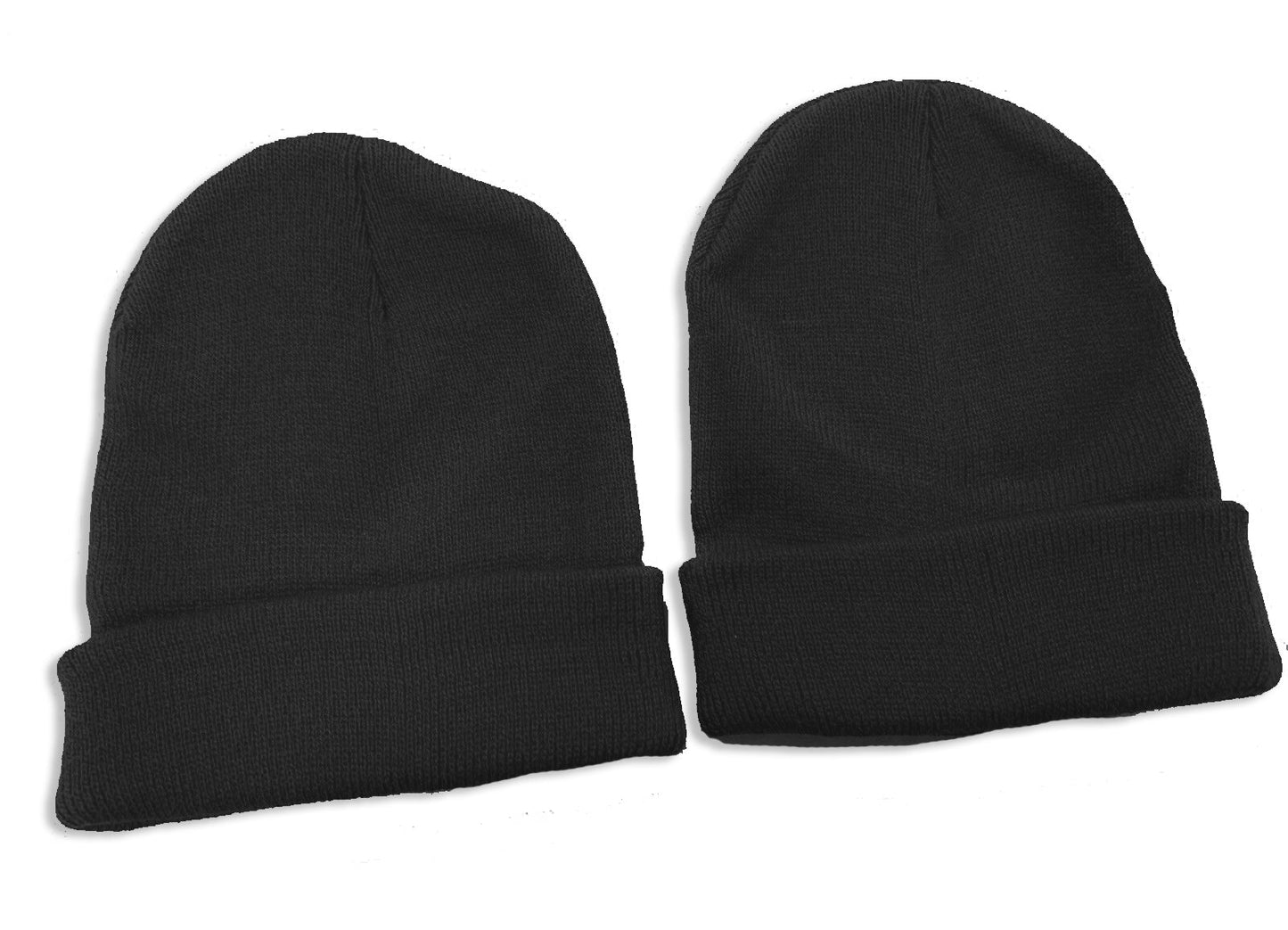 2 X Kids Childrens Beanie Hats Small Age 4-10 School Uniform - Black