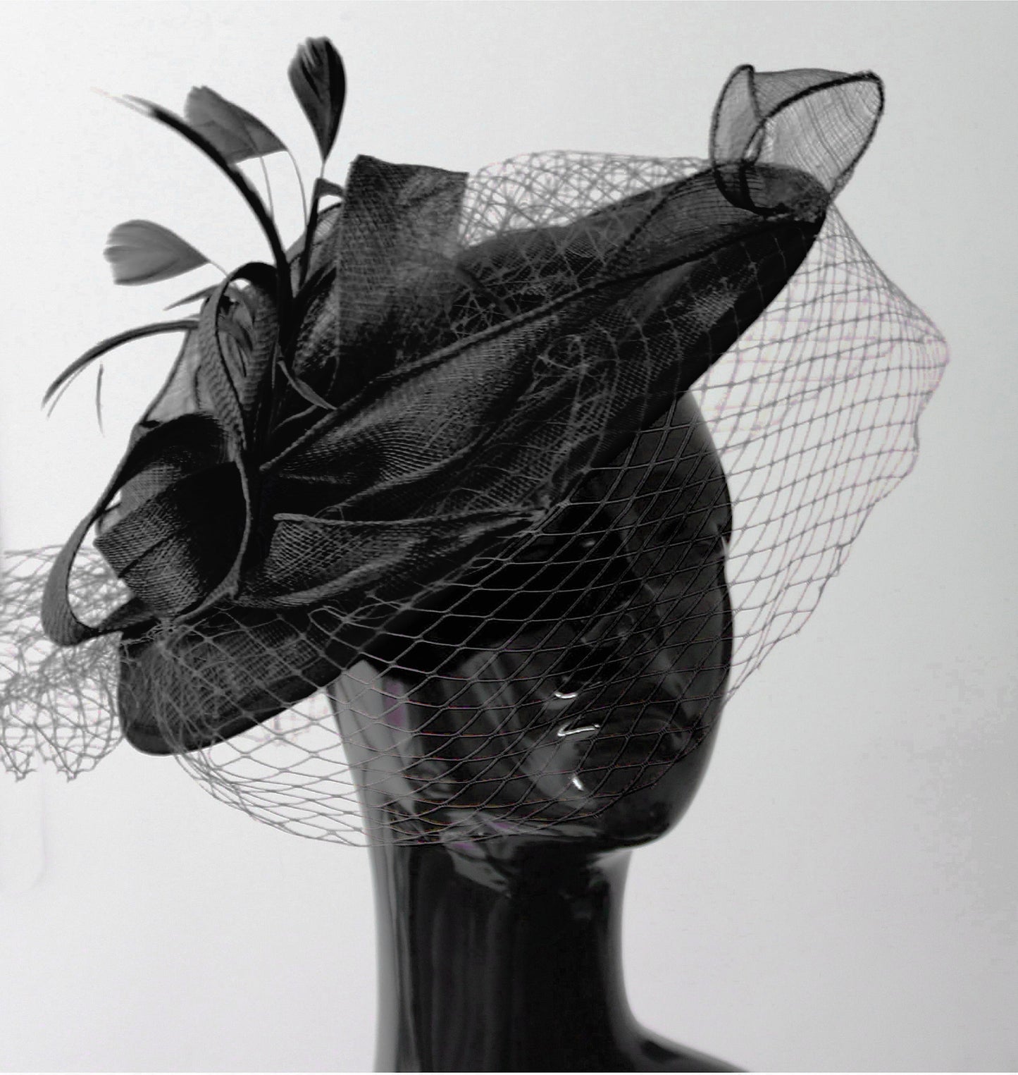 Caprilite Big Saucer Sinamay Birdcage Veil Fascinator On Headband Wedding Derby Ascot Races Ladies Hat