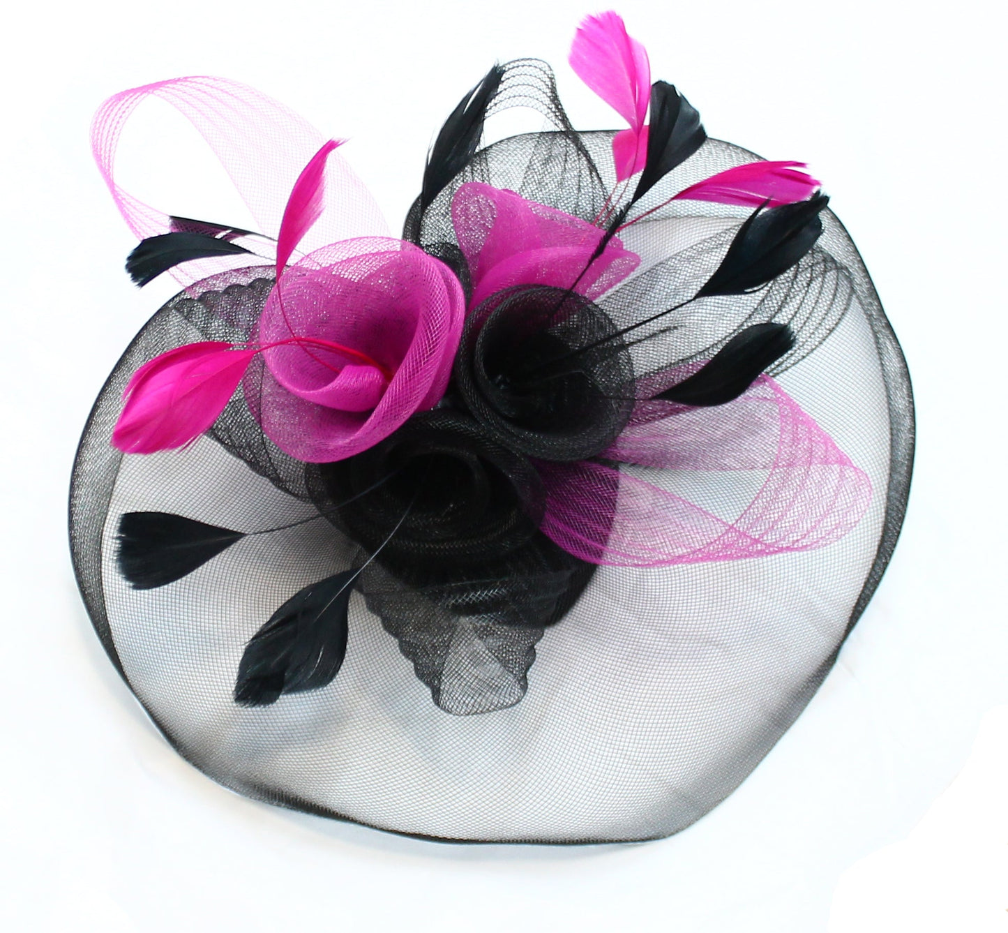Black and Fuchsia Pop Hat Veil Fascinator