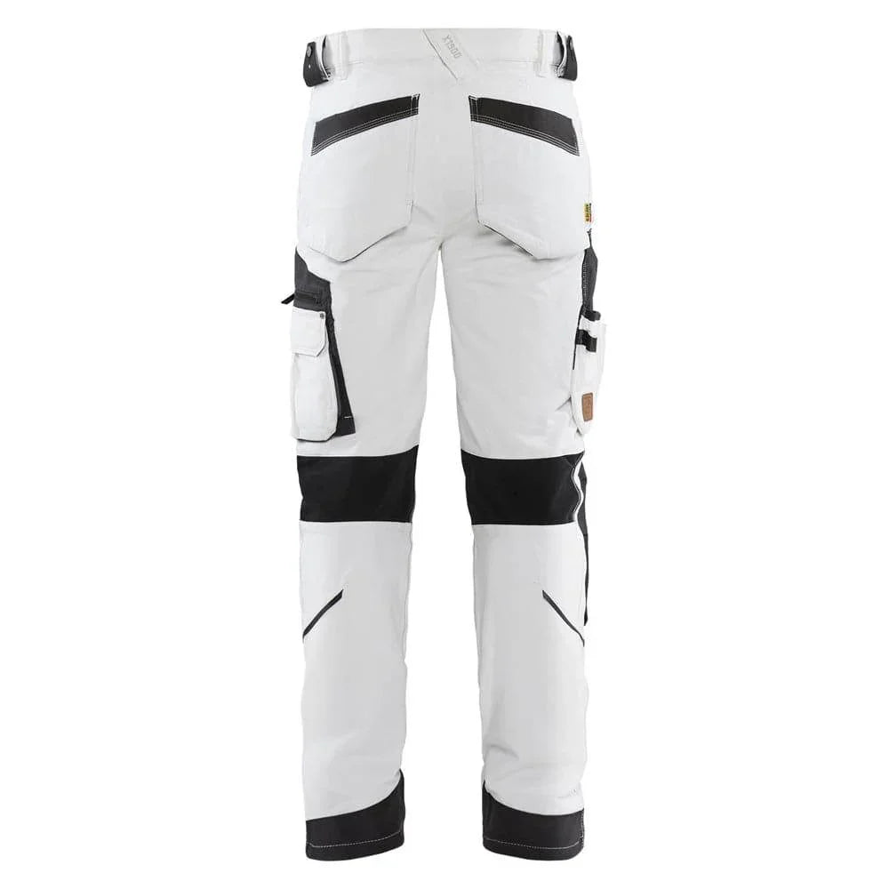 Blaklader 1089 4-Way Stretch Painters Work Trousers White/Dark Grey, 34" Waist Short Leg