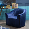 Opel Deep Blue Velvet Armchair with Channel Tufted Detail