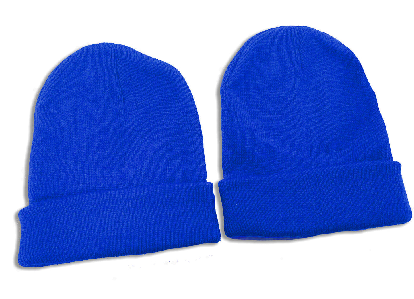 2 X Kids Childrens Beanie Hats Small Age 4-10 School Uniform - Royal Blue