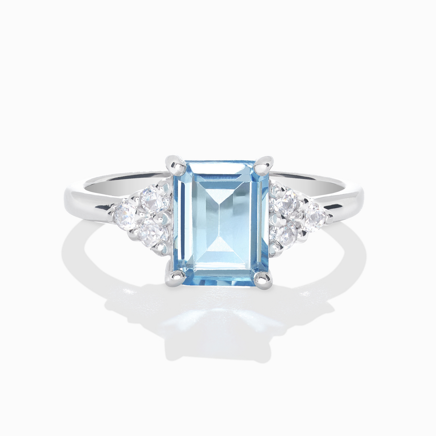 Blue Topaz Emerald Cut Ring in Sterling Silver