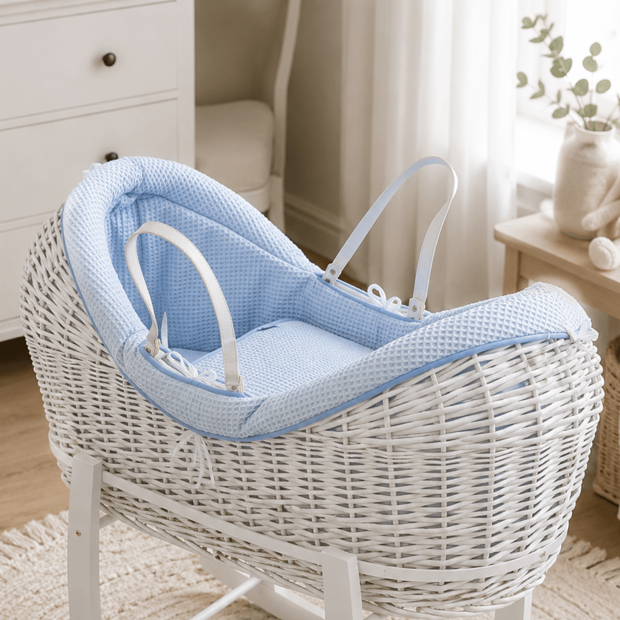 Wicker Deluxe Pod Baby Moses Basket With Stand