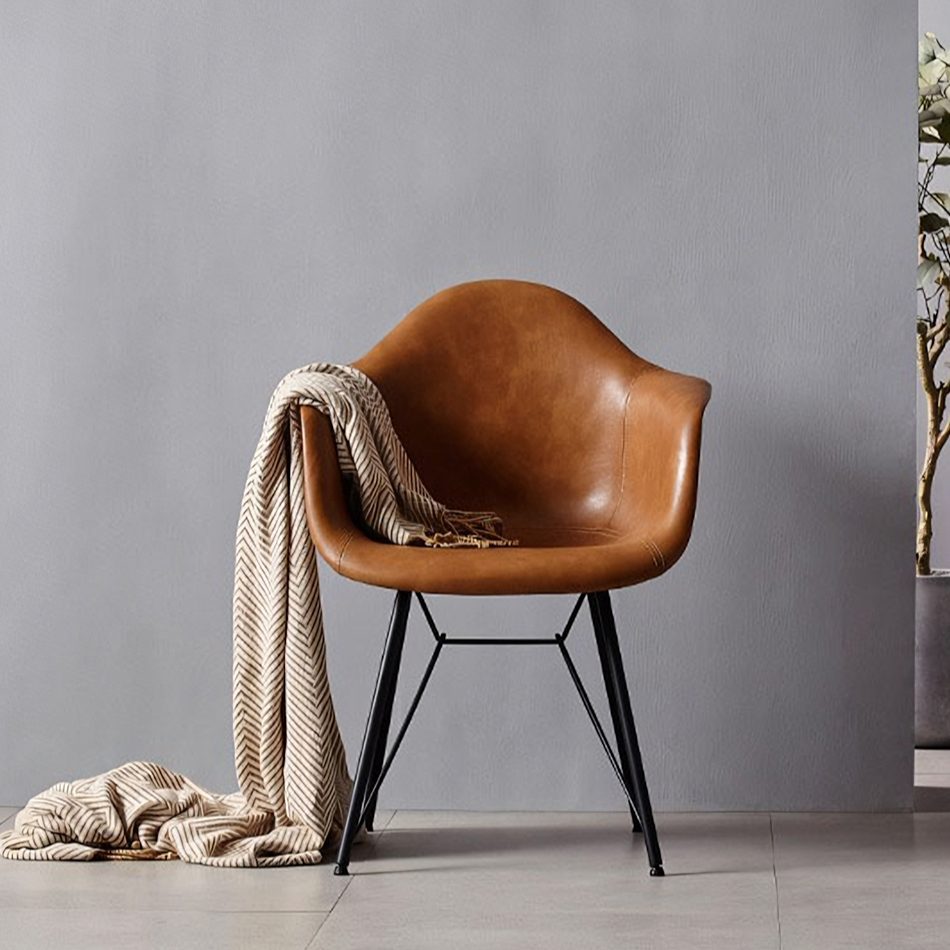 A Set of 2 Bobby Dining Chairs, Distressed Leather