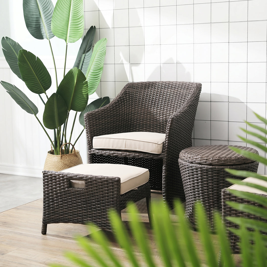 Bosco Rattan Garden Armchair And Ottoman, Indoor/ Outdoor Furniture