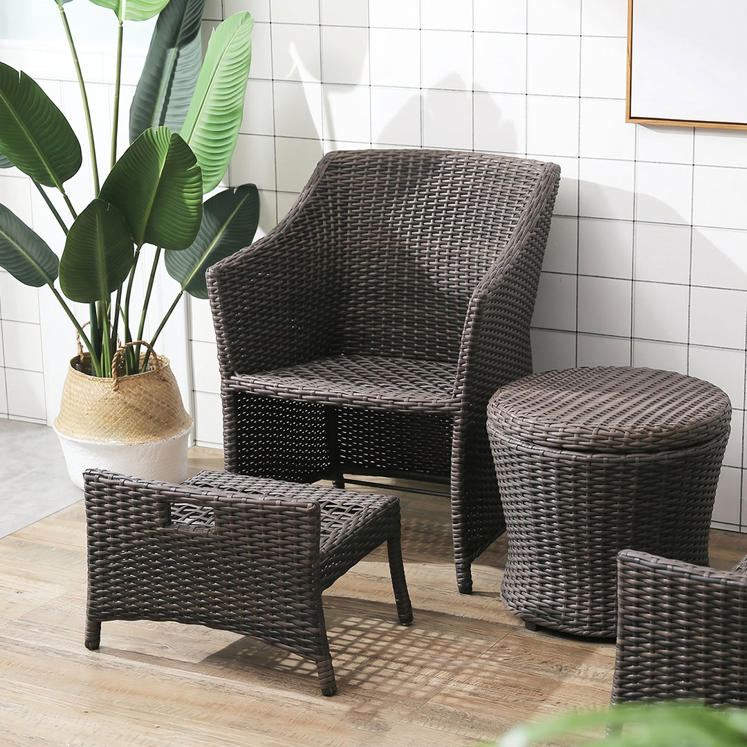 Bosco Rattan Garden Armchair And Ottoman, Indoor/ Outdoor Furniture