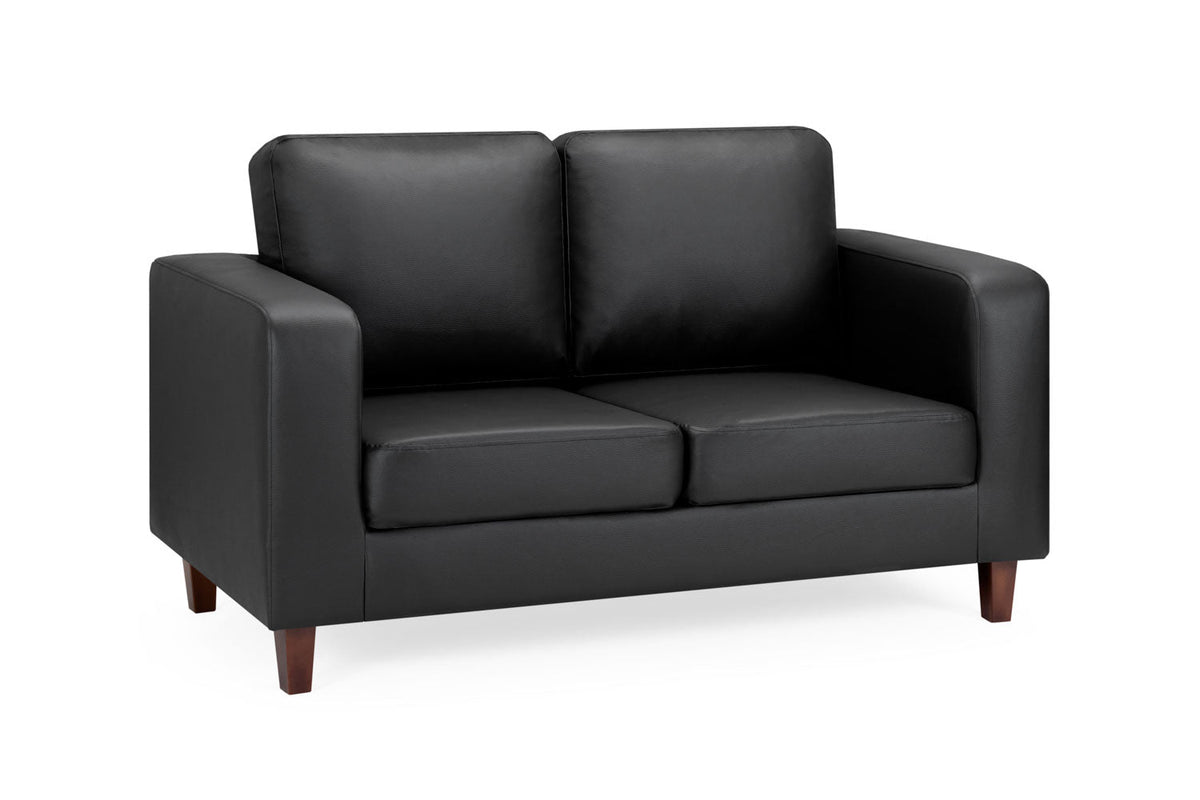 Modern Black Box 2-Seater Sofa: Plush Foam Cushions, Stylish Square Arms