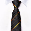 Boys Black and Gold Striped Silk Tie