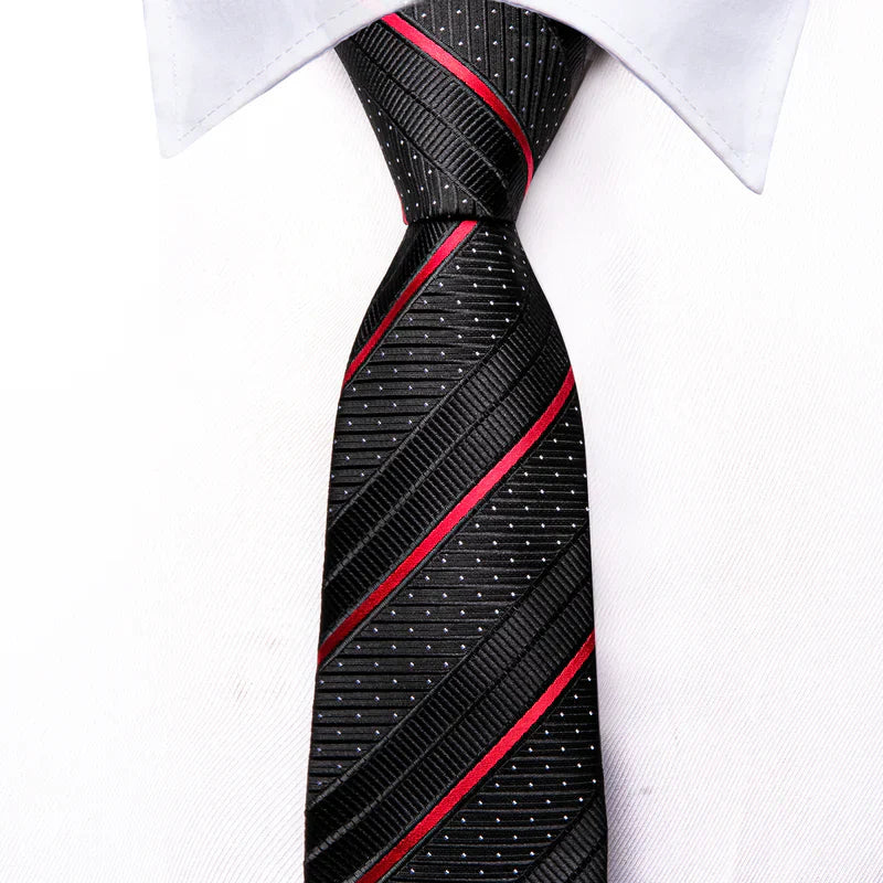 Boys Black and Red Striped Silk Tie