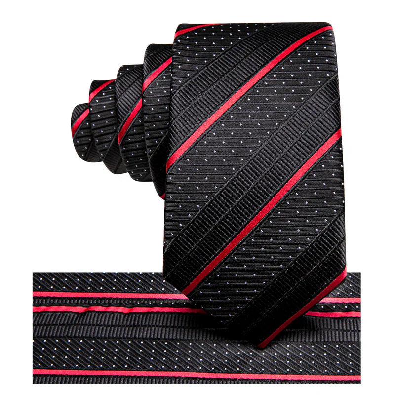 Boys Black and Red Striped Silk Tie