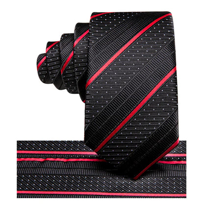 Boys Black and Red Striped Silk Tie