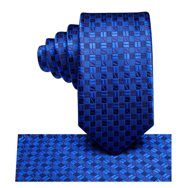 Boys Blue Geometric Silk Tie