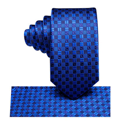 Boys Blue Geometric Silk Tie