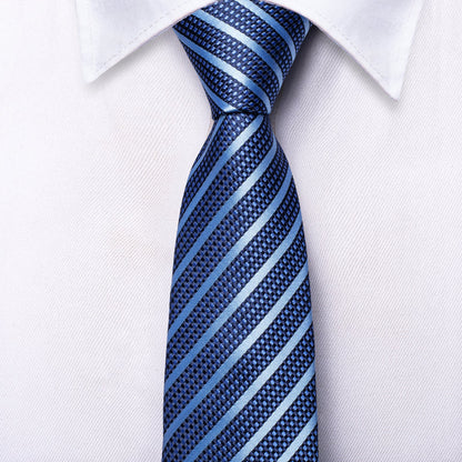 Boys Blue Striped Silk Tie
