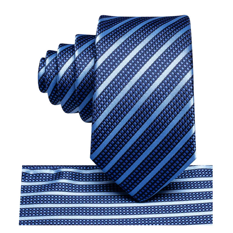 Boys Blue Striped Silk Tie