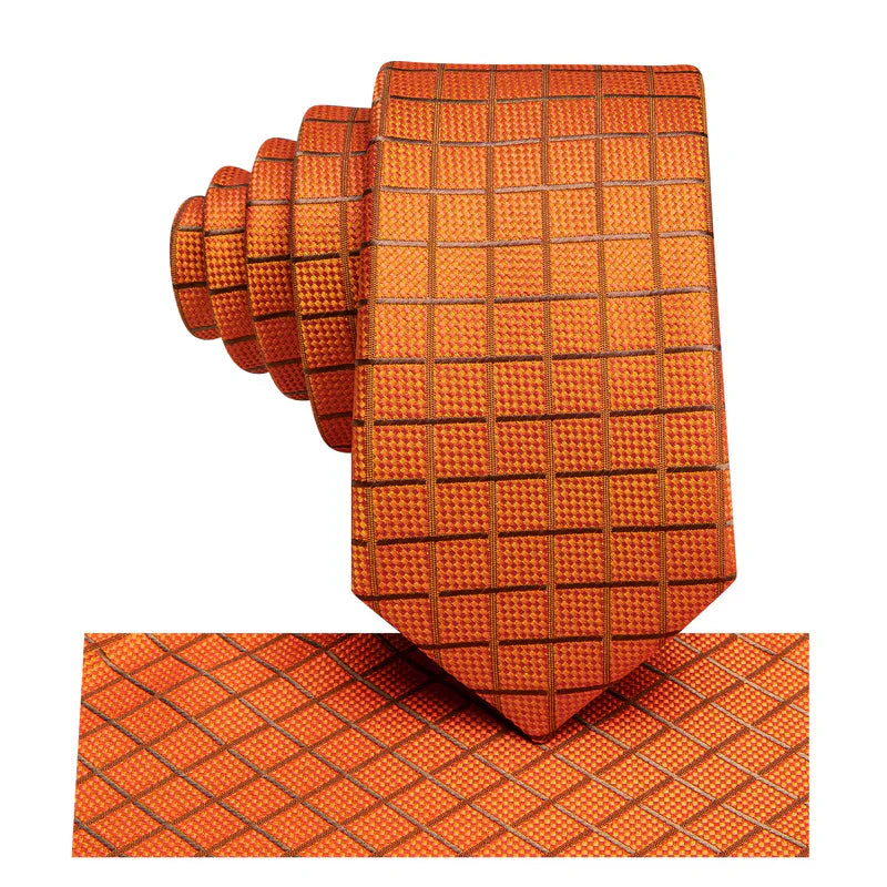 Boys Orange Check Silk Tie