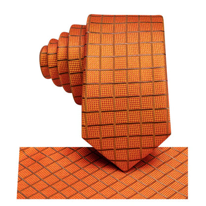 Boys Orange Check Silk Tie