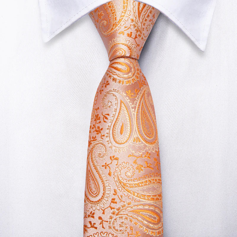 Boys Orange Paisley Silk Tie