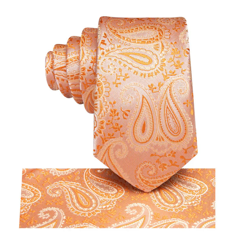 Boys Orange Paisley Silk Tie