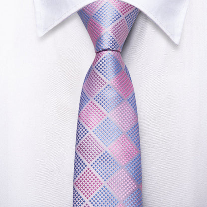 Boys Pink and Blue Check Silk Tie