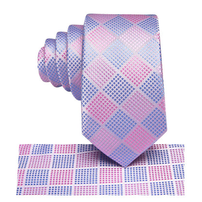 Boys Pink and Blue Check Silk Tie