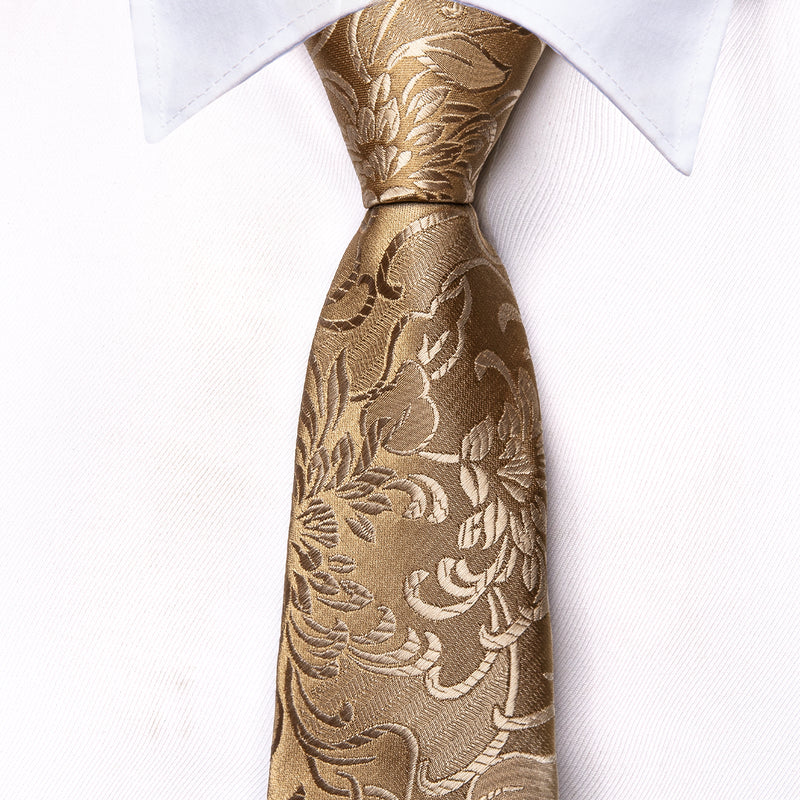 Boys Gold Paisley Silk Tie