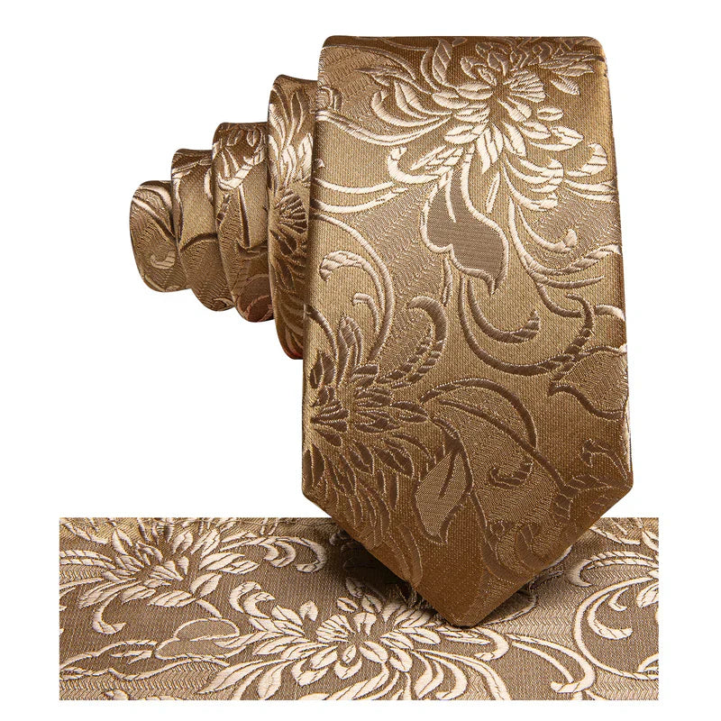 Boys Gold Paisley Silk Tie
