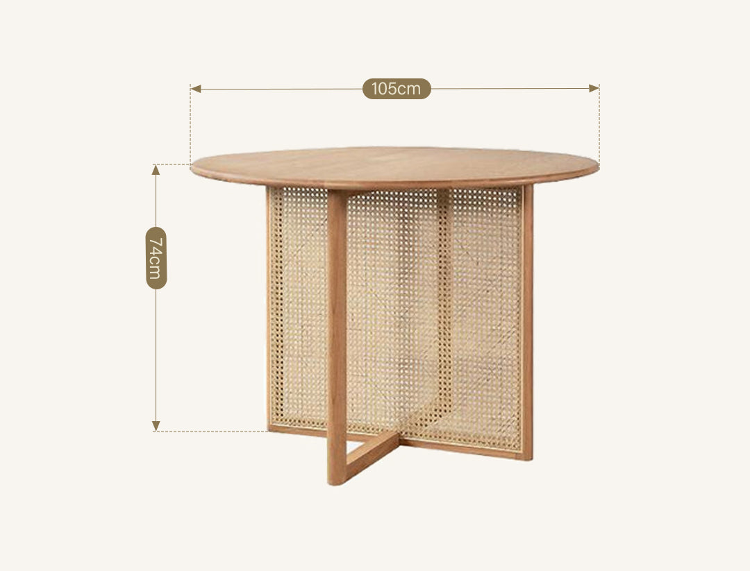 Bruce Rattan Dining Table, Light Oak, Round