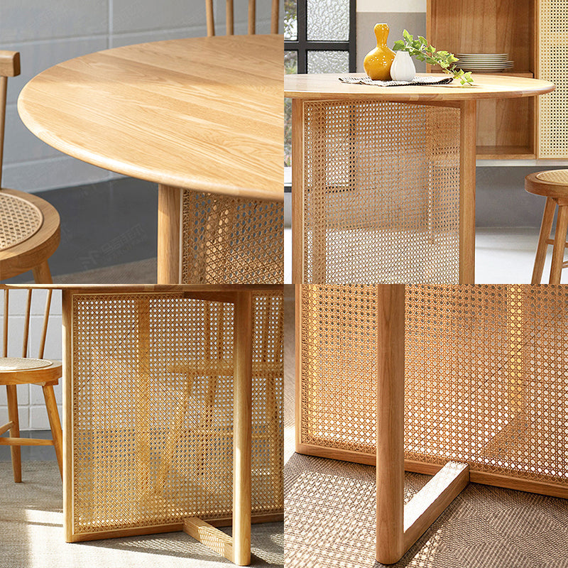 Bruce Rattan Dining Table, Light Oak, Round