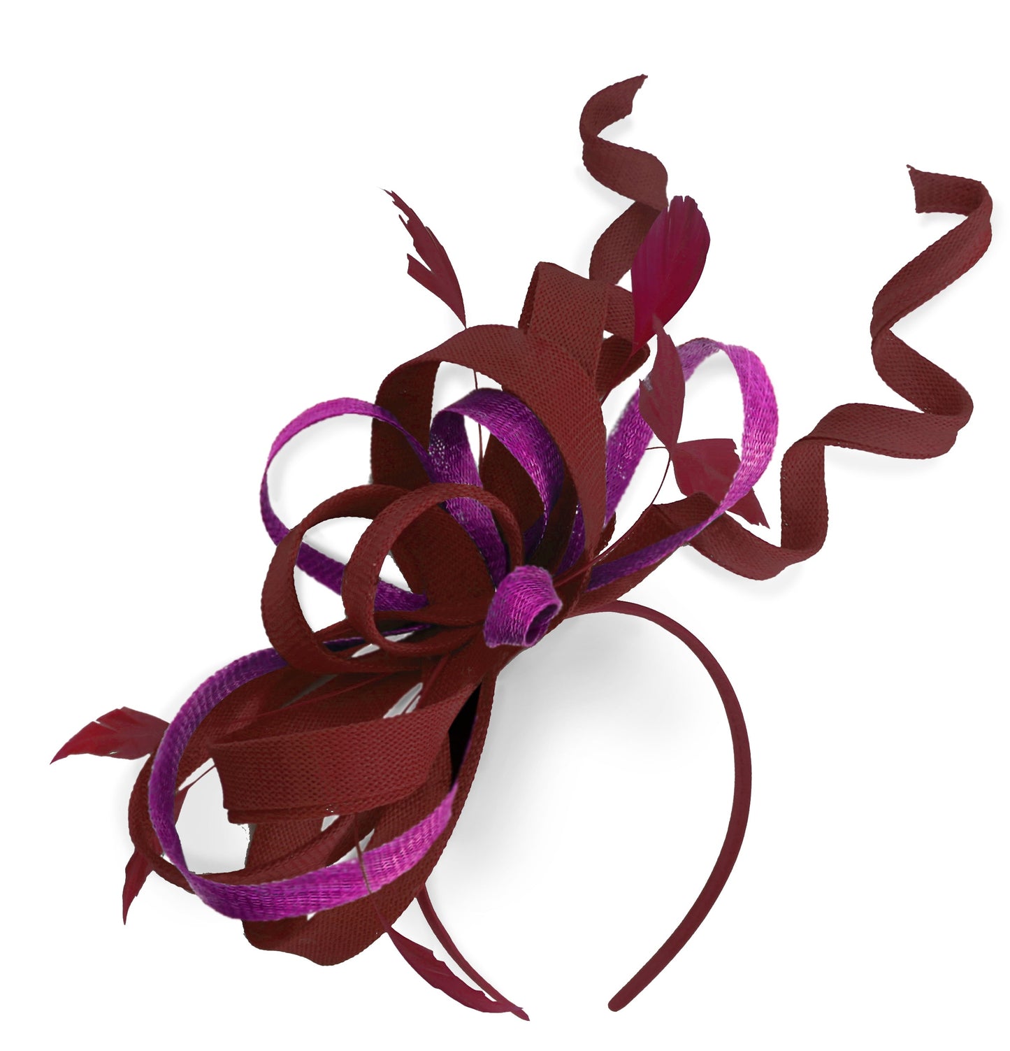 Caprilite Burgundy and Plum Wedding Swirl Fascinator Headband Alice Band Ascot Races Loop Net