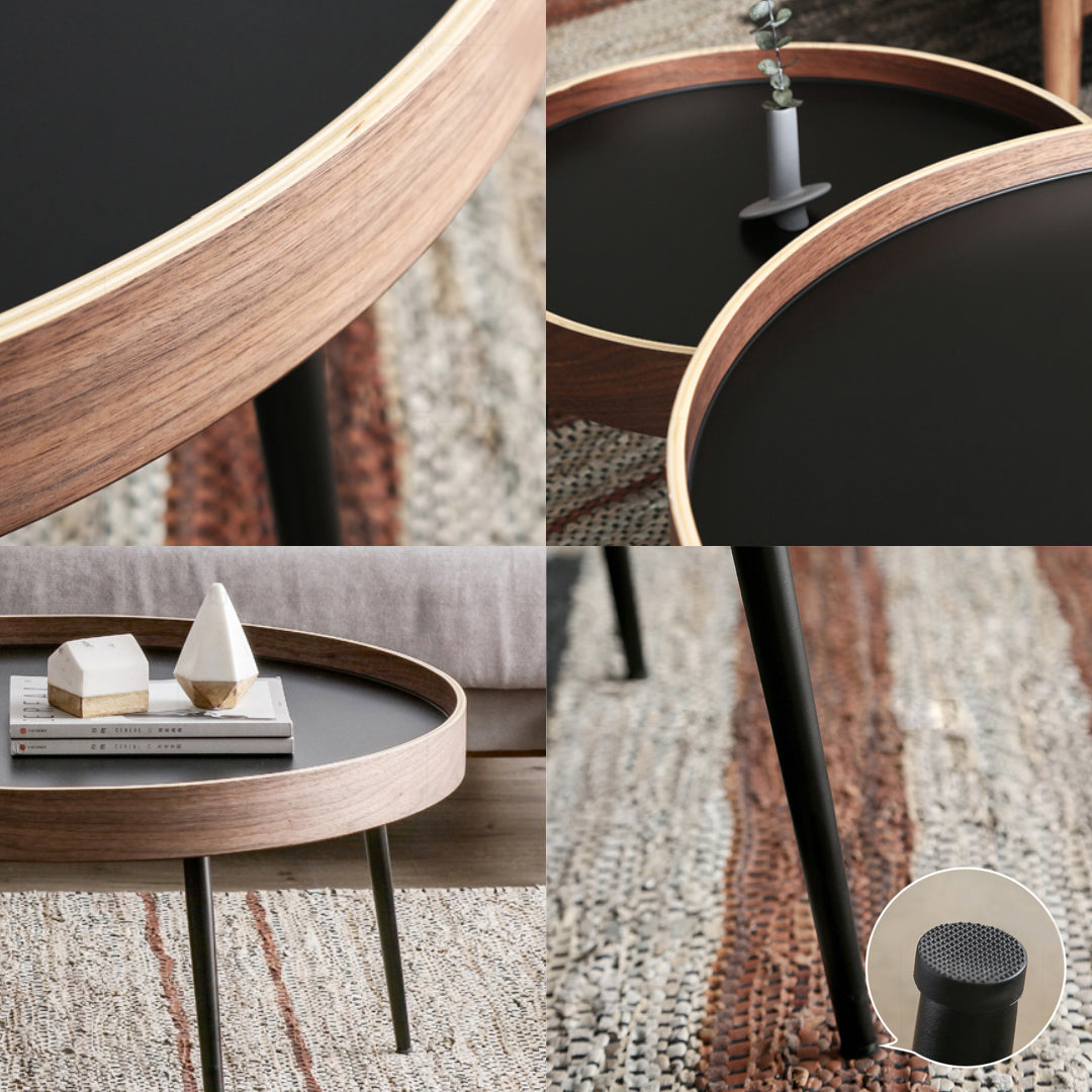 C163 Nesting Coffee Table Set, Oak & Black