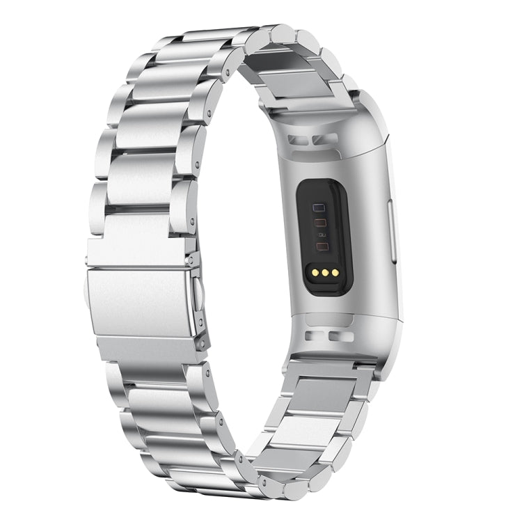 Three Beads Slingshot Buckle Solid Stainless Steel Watch Band for Fitbit Charge 3