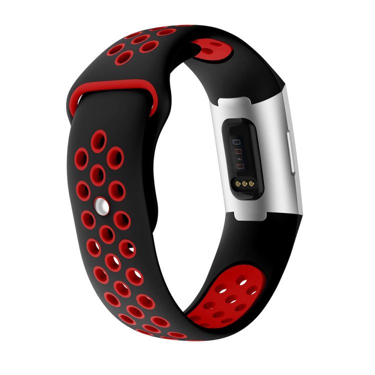 Two-color Round Hole Silicone Watch Band for Fitbit Charge 3, Watch Band Size:130-195mm