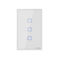 Sonoff T2 Touch 120mm Tempered Glass Panel Wall Switch Smart Home Light Touch Switch, Compatible with Alexa and Google Home, AC 100V-240V, US Plug, 120mm/ 3 US Plug