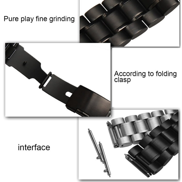 For Samsung Gear S2 Classic Smart Watch Butterfly Buckle 3 Beads Stainless Steel Watchband