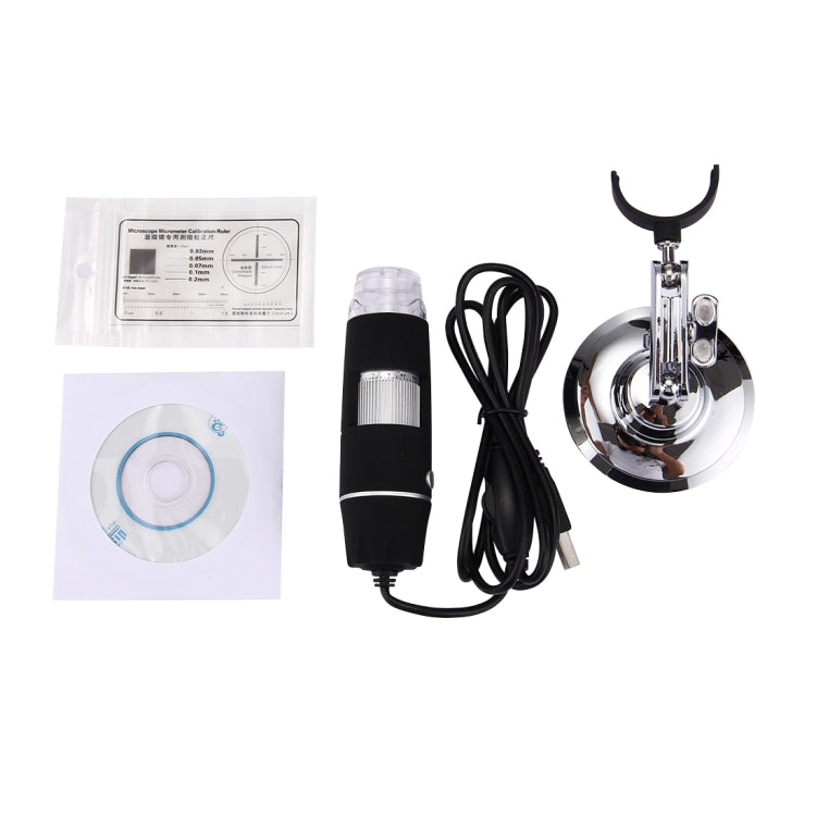 1000X Magnifier 0.3MP Image Sensor USB Digital Microscope with 8 LED & Professional Stand(Black)