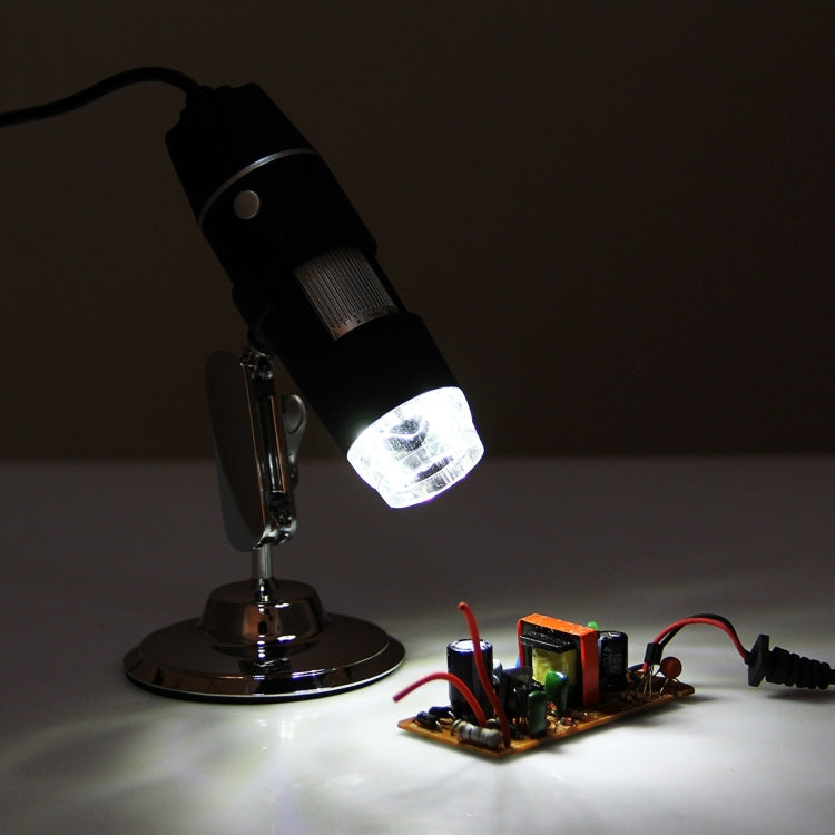 1000X Magnifier 0.3MP Image Sensor USB Digital Microscope with 8 LED & Professional Stand(Black)
